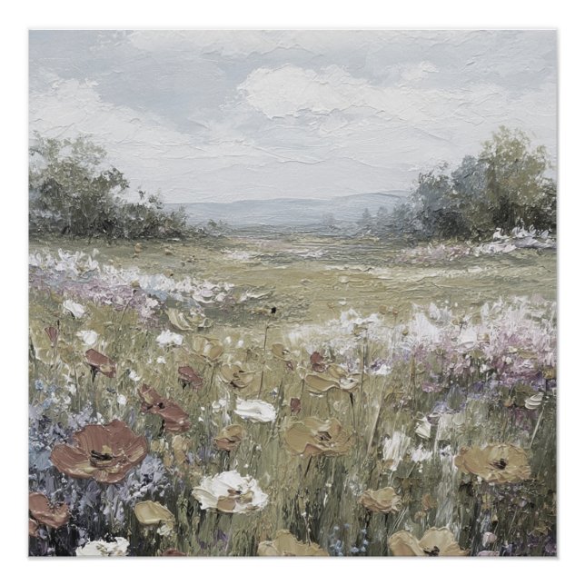 Póster Arte Neutral de Paisaje de Granja Abstracto (Anverso)