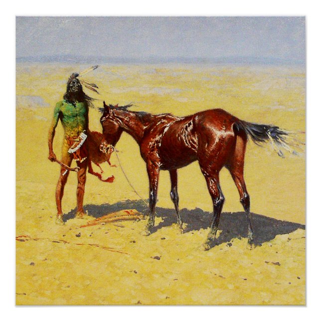 Póster Arte Occidental de Frederic Remington “Acossado” (Anverso)