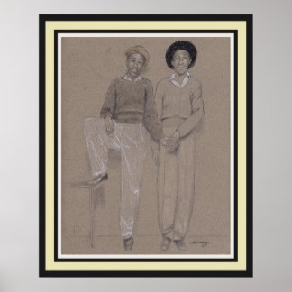 Poster, arte original de dos hombres negros de los