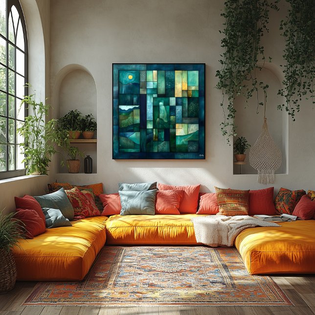 Póster Arte paisajístico geométrico iluminado por luna -  (Subido por el creador)