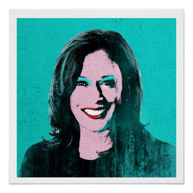 Póster Arte pop verde azulado Kamala Harris (Anverso)