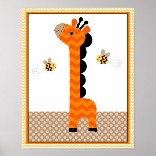 Póster Arte/Póster para guardería de bebé jirafa Jungle S