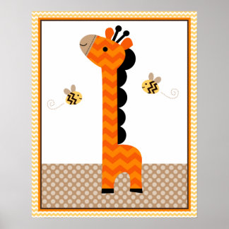 Póster Arte/Póster para guardería de bebé jirafa Jungle S