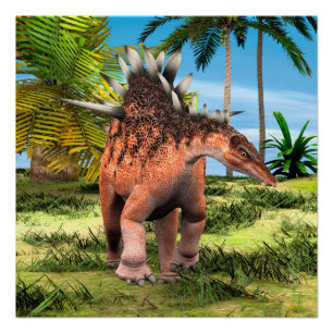 Póster Arte prehistórico de Kentrosaurus Dinosaurio Jungl
