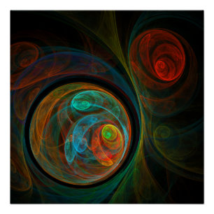 Póster Arte resumido azul de renacimiento