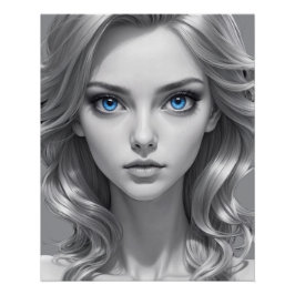 Póster Arte retrato elegante en blanco y negro