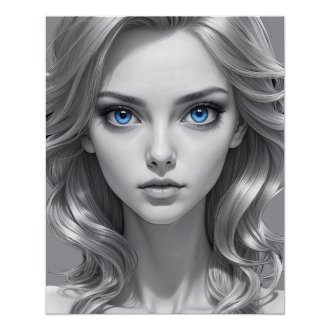 Póster Arte retrato elegante en blanco y negro (Anverso)