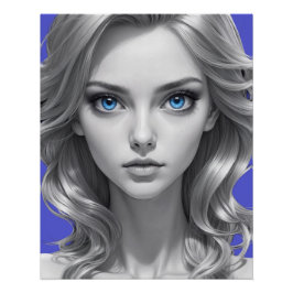 Póster Arte retrato elegante en blanco y negro