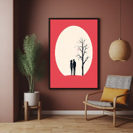 Póster Arte romántico de pareja Minimalista