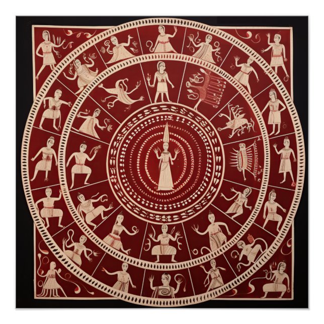 Póster Arte tribal de Warli (Anverso)