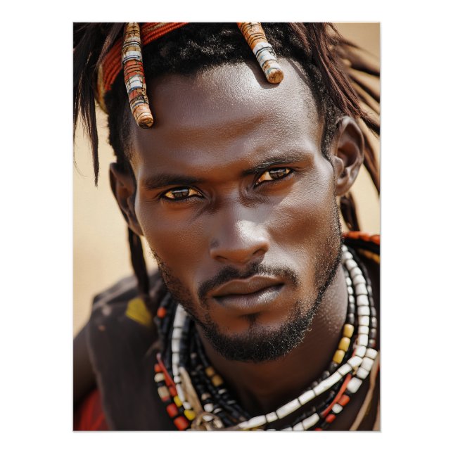 Póster Arte tribal para un hombre africano (Anverso)