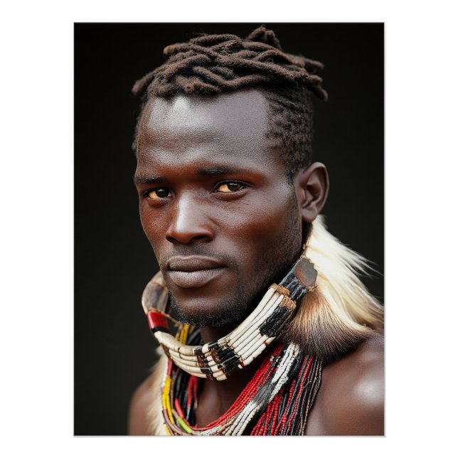 Póster Arte tribal para un hombre africano (Anverso)