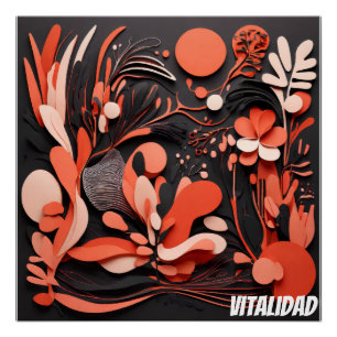 Póster Arte Tropical Abstracto Vitalidad Natural