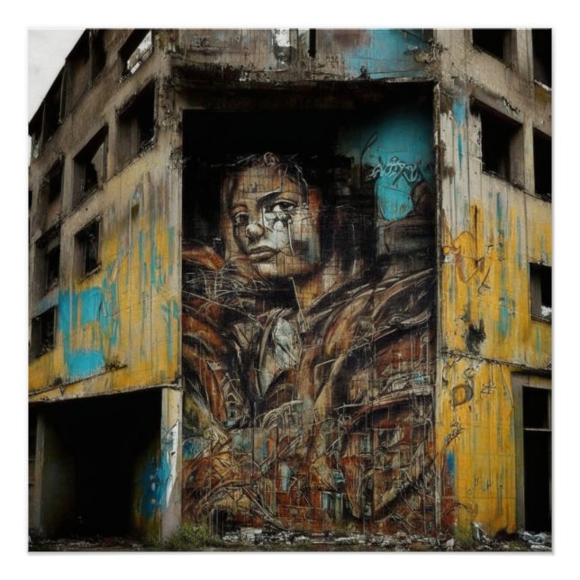 Póster Arte urbano en edificios abandonados (Anverso)