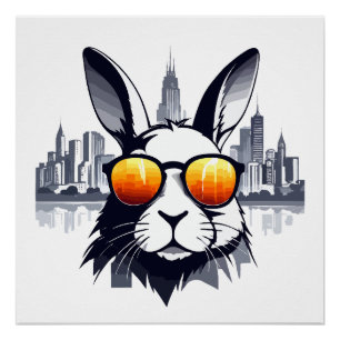 Póster Arte vector de conejo Animal moderno Ciudad urbana