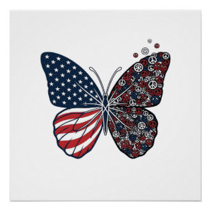 Póster Arte vectorial de mariposa de la paz patriótica vi