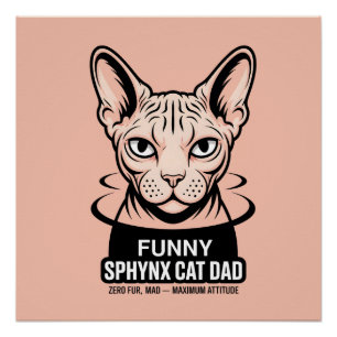 Póster Arte vectorial divertido de gato Sphynx papá