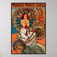 Póster Arte Vintage Alfons Mucha Mónaco Monte Carl