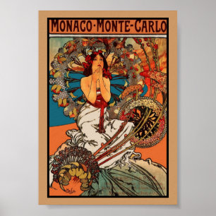 Póster Arte Vintage Alfons Mucha Mónaco Montecarlo