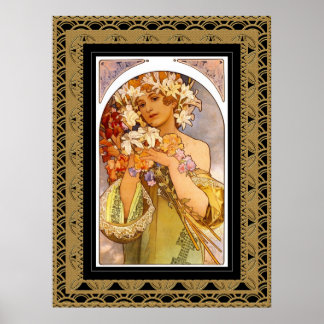 Poster Arte Vintage Alphonse Mucha Con Marco