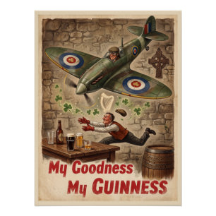 Póster Arte Vintage del Spitfire Irlandés - ¡Santo Cielo