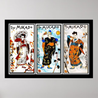 Póster Arte Vintage Japonés El Mikado 3 Paneles