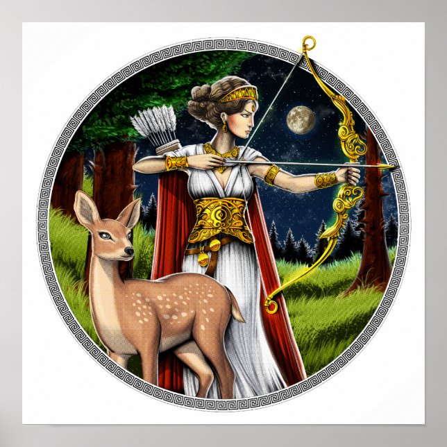 Póster Artemis Diosa griega de caza (Frente)