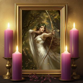 Póster Artemis Greek Goddess Enchanted Forest Archer