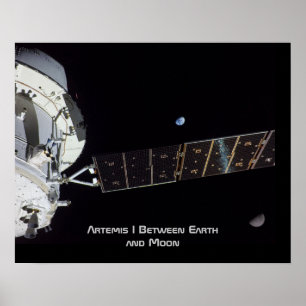 Póster Artemis I entre la Tierra y la Luna