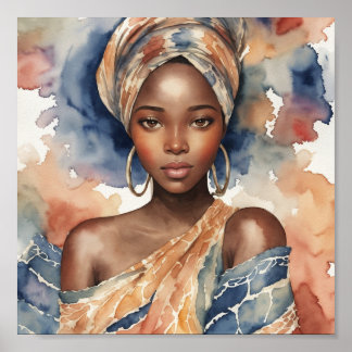 Póster Artes acuarelas de mujeres africanas
