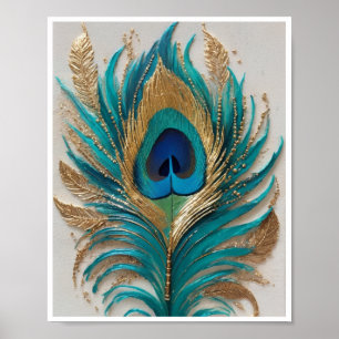 Póster Artes de la pluma de pavo real caprichoso Poster A