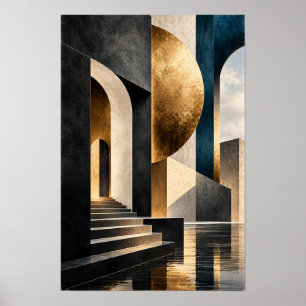 Póster Artes de pared abstractas Arcos arquitectónicos Or
