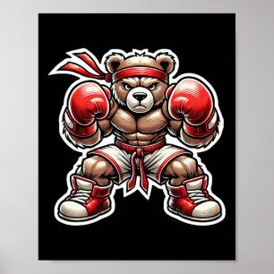 Póster Artes Marciales Boxeo Oso Callejero Grizzly Muay T