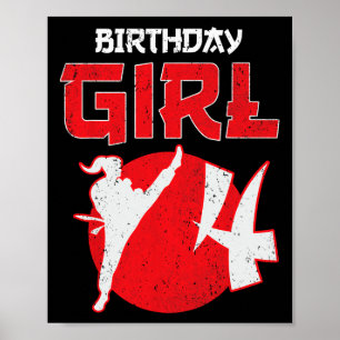 Póster Artes Marciales Cumpleaños 4 Años Karate Taekwondo
