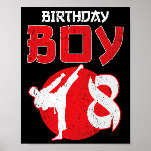Póster Artes Marciales Cumpleaños 8 Años Karate Taekwondo