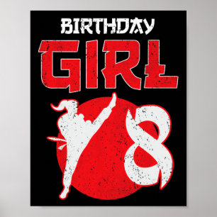 Póster Artes Marciales Cumpleaños 8 Años Karate Taekwondo