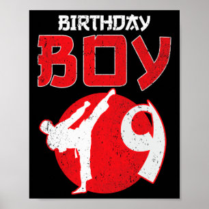 Póster Artes Marciales Cumpleaños 9 Años Karate Taekwondo