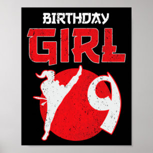 Póster Artes Marciales Cumpleaños 9 Años Karate Taekwondo