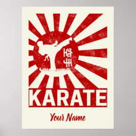 Póster Artes marciales de karate con sol naciente japonés