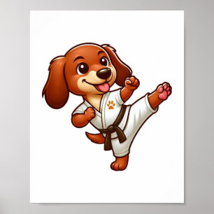 Póster Artes marciales de karate de Dachshund patadas alt