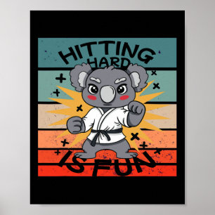 Póster Artes Marciales de Karate de Koala Caricatura Ener
