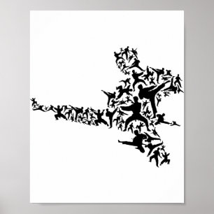 Póster Artes Marciales de Karate Patada Voladora Boxeo Ki