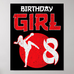 Póster Artes marciales de kickboxing de 8 años de cumplea