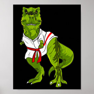 Póster Artes Marciales Divertidas de Judo Karate Dinosaur
