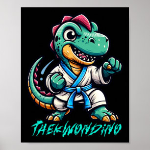 Póster Artes marciales divertidas Karate Taekwondo Dino A
