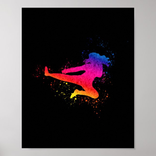 Póster Artes marciales femeninas, alta patada, pinta (Frente)