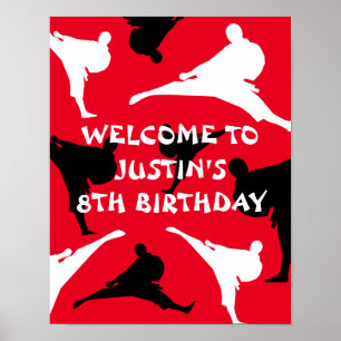 Póster Artes marciales infantiles Cumpleaños fiesta de bi
