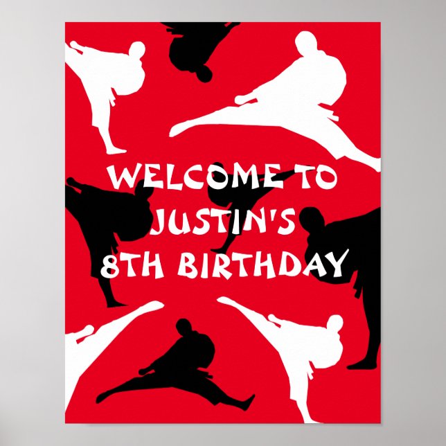 Póster Artes marciales infantiles Cumpleaños fiesta de bi (Frente)