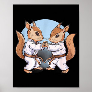 Póster Artes Marciales Judo Ardilla Taekwondo Kung Fu