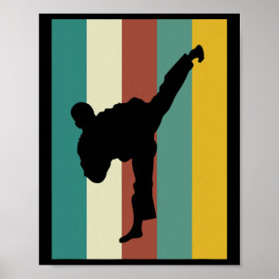 Póster Artes marciales Kickboxing Karate Taekwondo Retro 